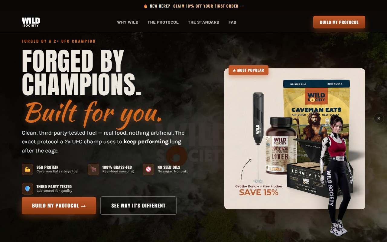 DTC supplement brand landing page